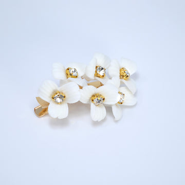 Swarovski Crystal Dainty Porcelain White Flower Bloom Bridal Hair Clip, Bridesmaid Gift, Wedding Hair Accessory.